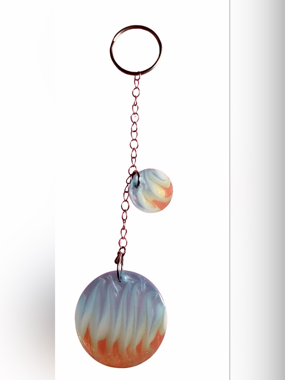 Iridescent Flow Vein Double Disc Keychain - Blue